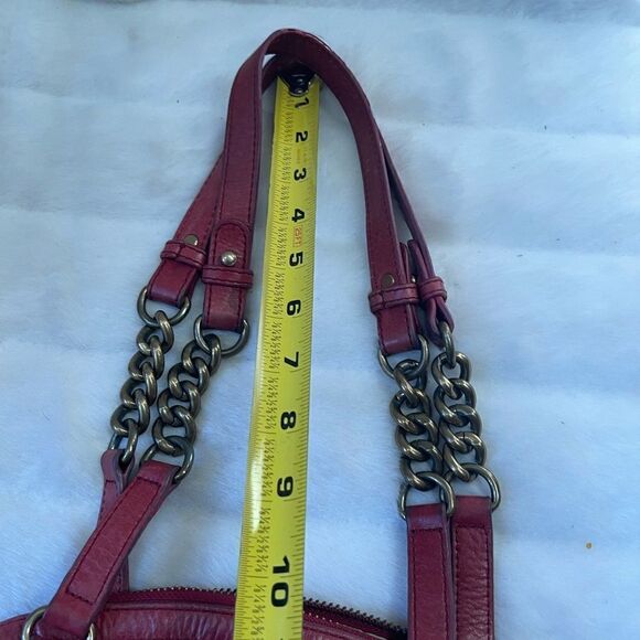 Badgley Mischka American Glamour soft leather  distressed red shoulder bag . - Picture 10 of 12